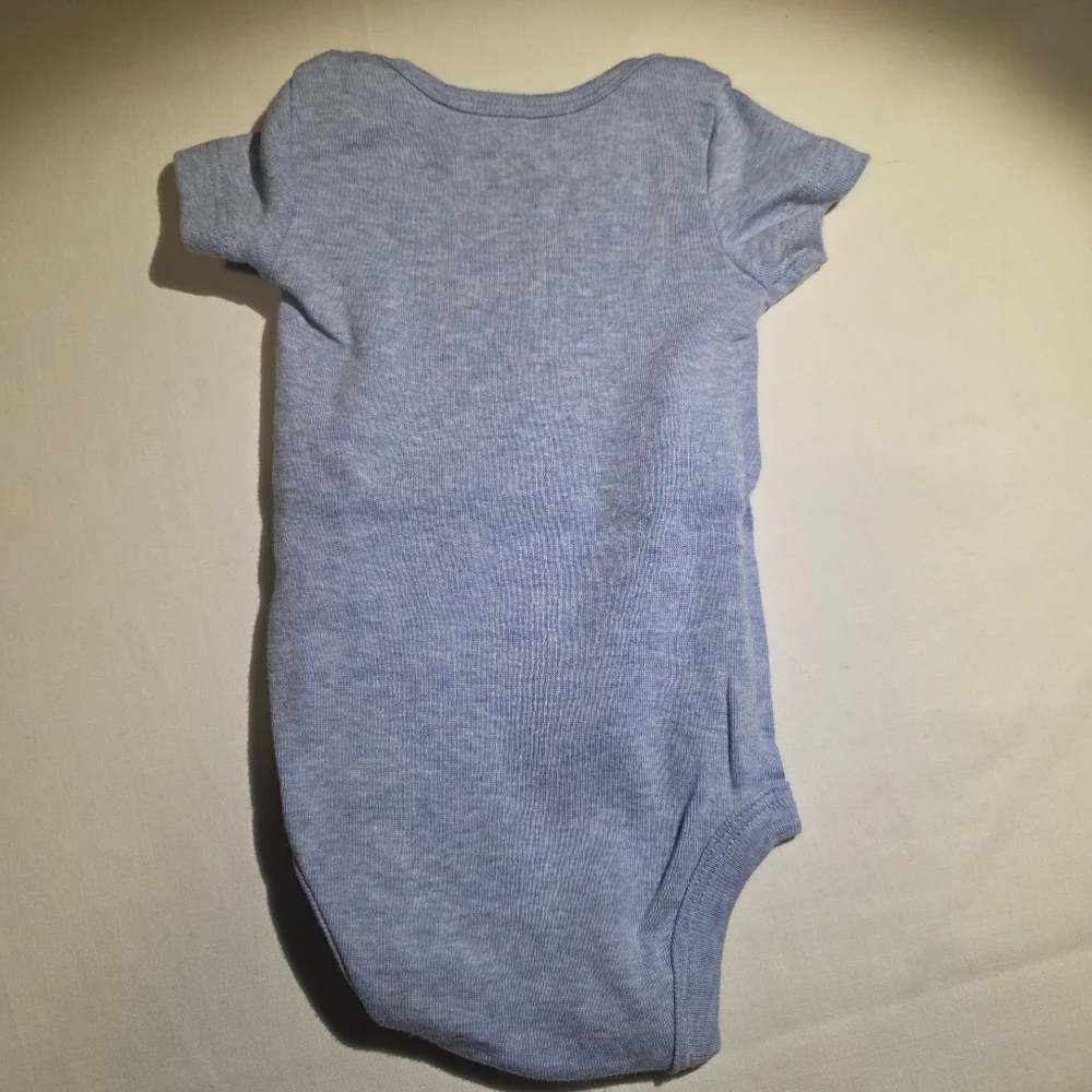 Child of Mine Blue Bodysuit Soft Cotton One Piece Newborn Embroidered EUC